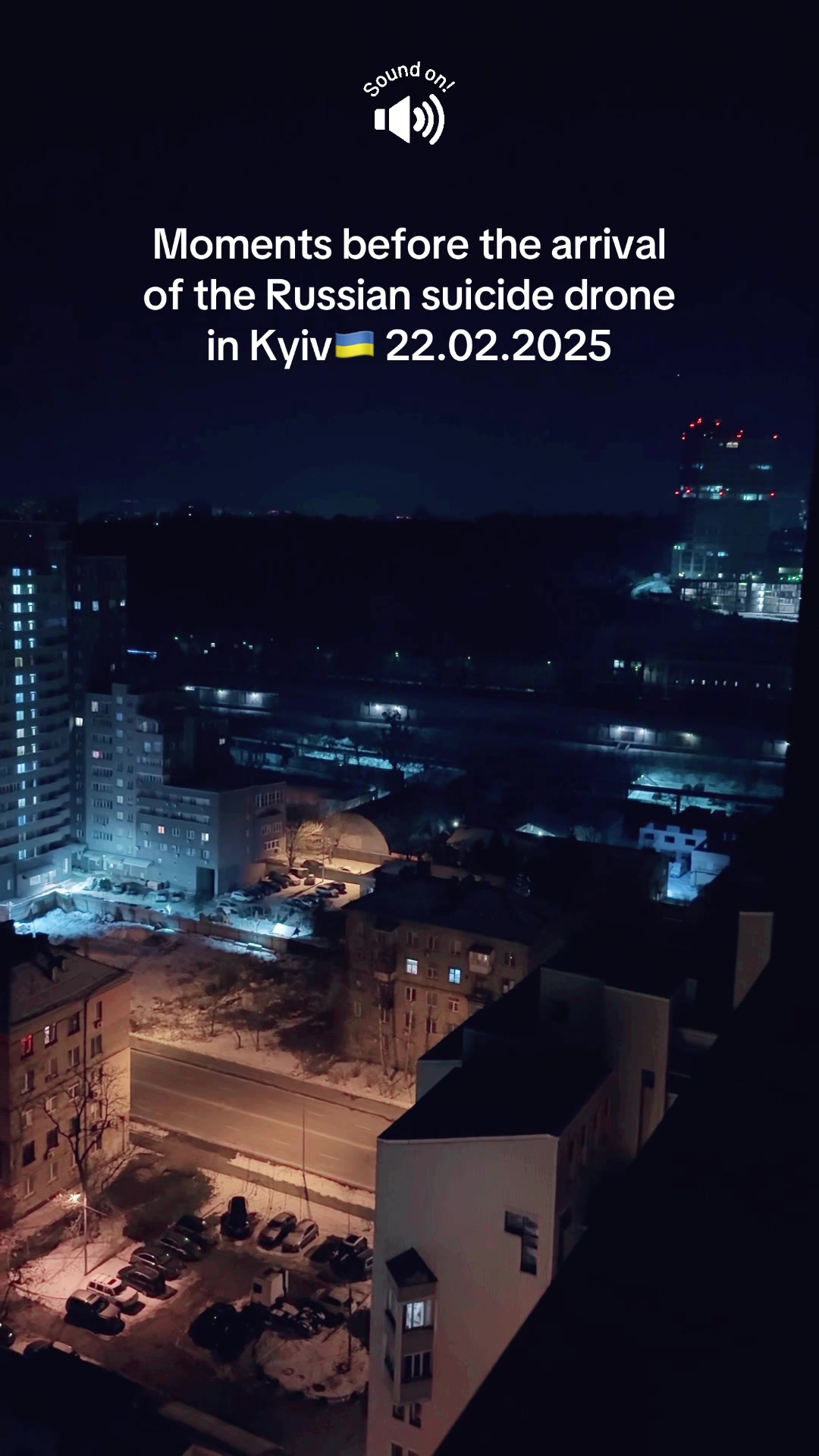 Quelques instants avant l'arrivée du drone de suicide russe à Kyiv. 22.02.2