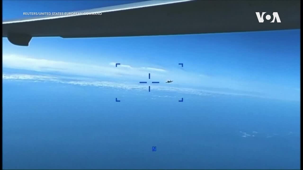 美国公布俄战机拦截美“死神”无人机画面