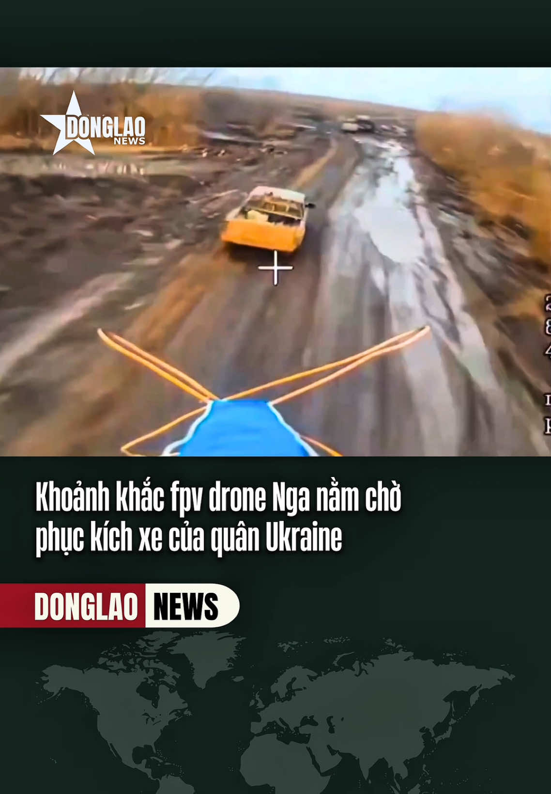 Le moment où le drone Russian FPV attend l'embuscade de la voiture ukrainienne