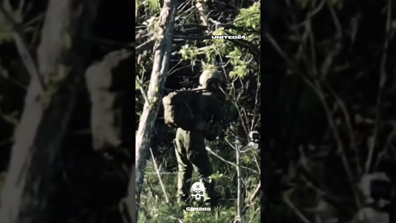 Russian Soldier Used Frozen Tactics Against Ukrainian Drone. Didn't Work #warinukraine #drone