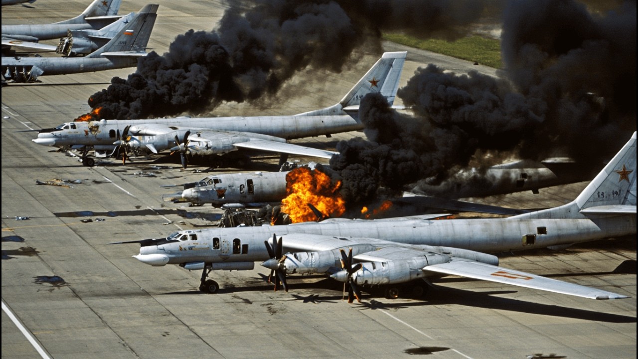 40 RUSSIAN STRATEGIC Bombers TU-95 Destroyed in Daring Ukrainian FPV-Drone Swarm Raid