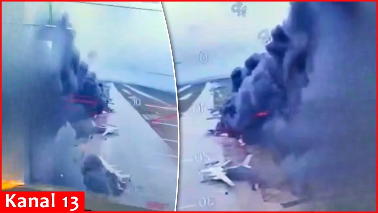Footage of explosions: 40 of Russian Bombers Burn After Deep Ukrainian Drone Strike