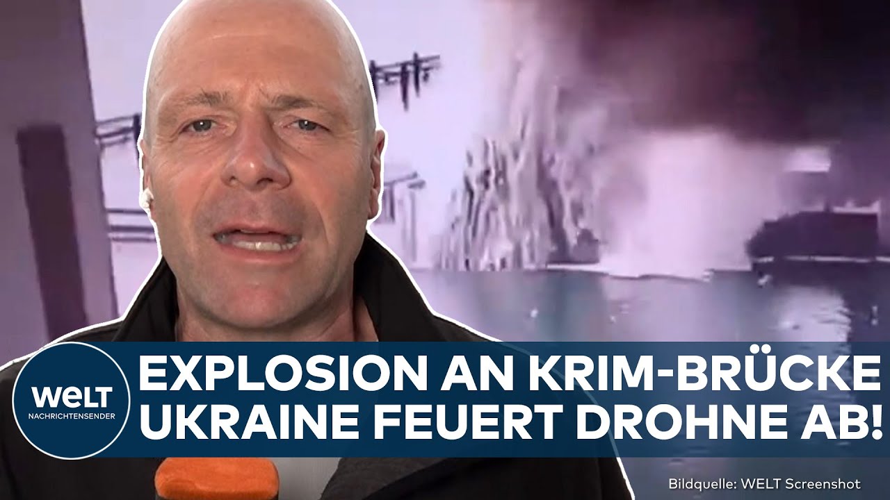 PUTINS KRIEG: Heftige Explosion! Ukraine feuert Drohne auf Krim-Brücke! Schäden an einem Pfeiler