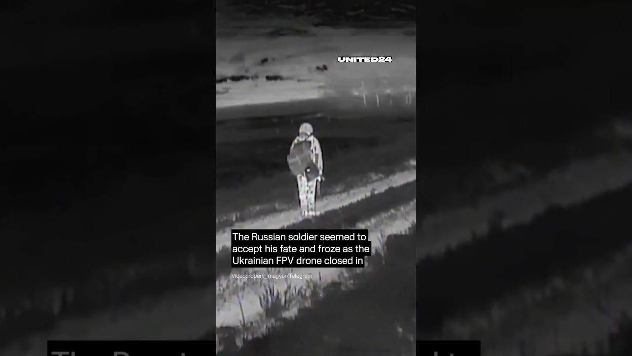 Russian Soldier Froze As the Ukrainian FPV Drone Approached Him #warinukraine #drone