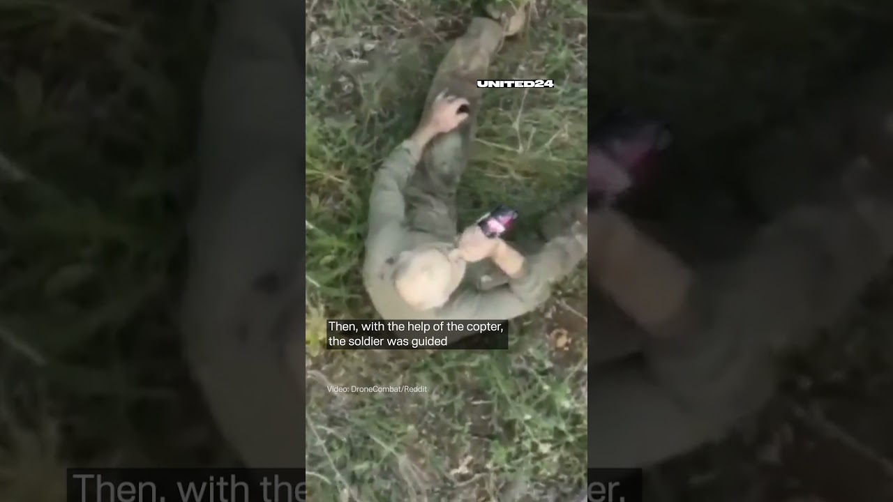 Ukrainian Drone Operator Drops Water Bottle for Russian POW #warinukraine #drone