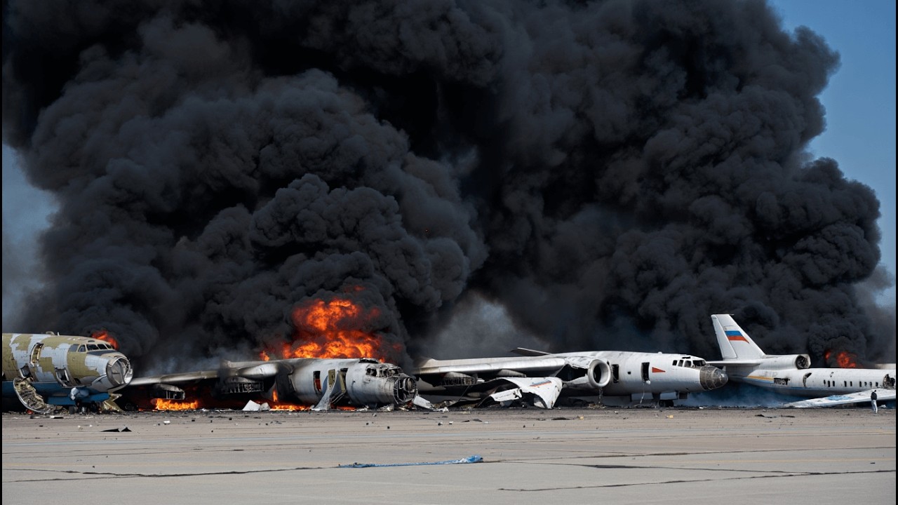 12 RUSSIAN STRATEGIC Bombers TU-95 Destroyed in Fierce Ukrainian FPV-Drone Swarm Raid