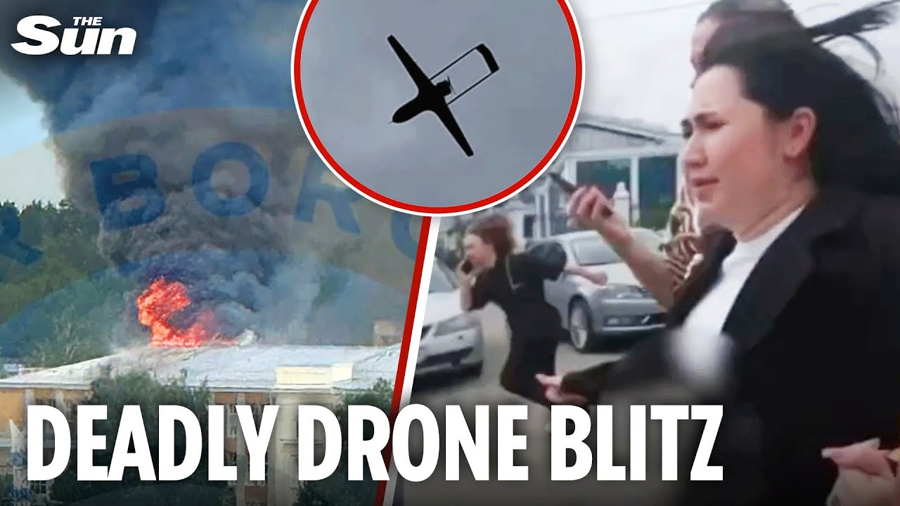 Terrified Russians run for their lives as Putin's 'gun city' is BLITZED by Ukraine drones