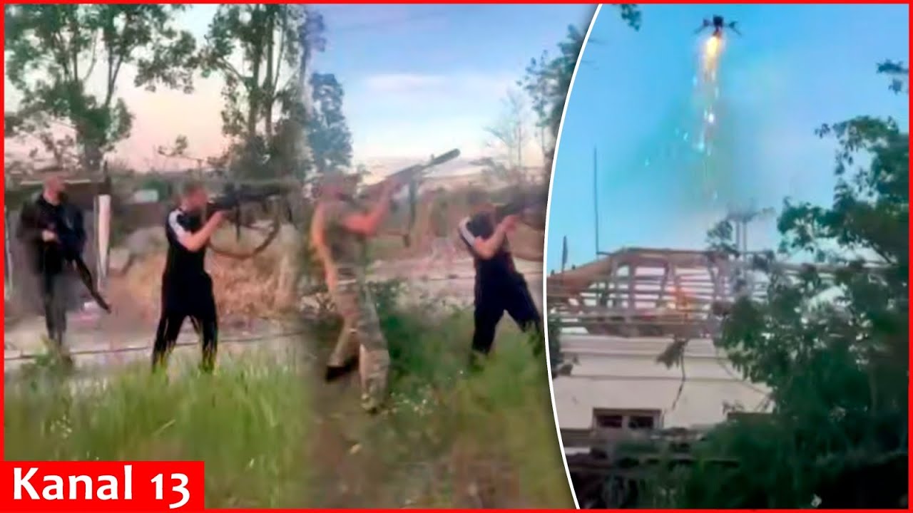 Des soldats russes paniqués alors que l'armée ukrainienne tire avec un drone lance-flammes - Imag...