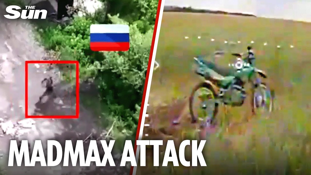 Ukrainian Drones AMBUSH Russian motorbike squad in surprise attack