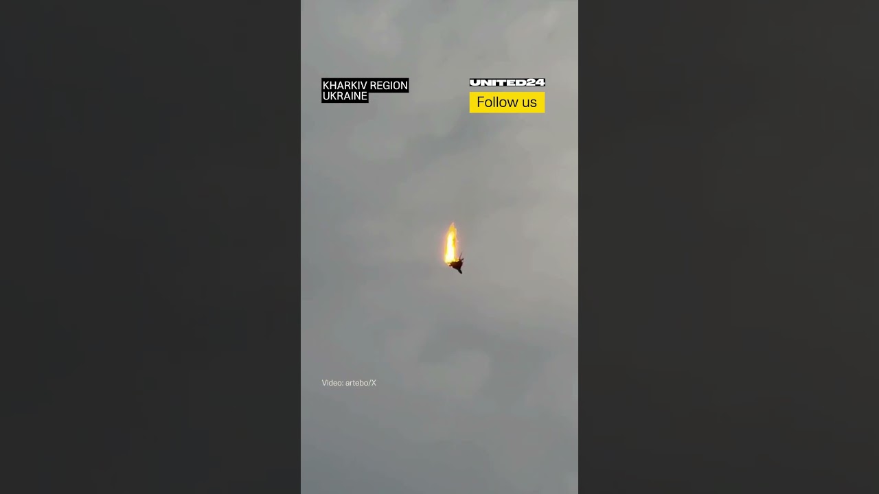 Russian Shahed-136 Drone Falls After Being Shot Down by Ukrainian Air Defense #warinukraine