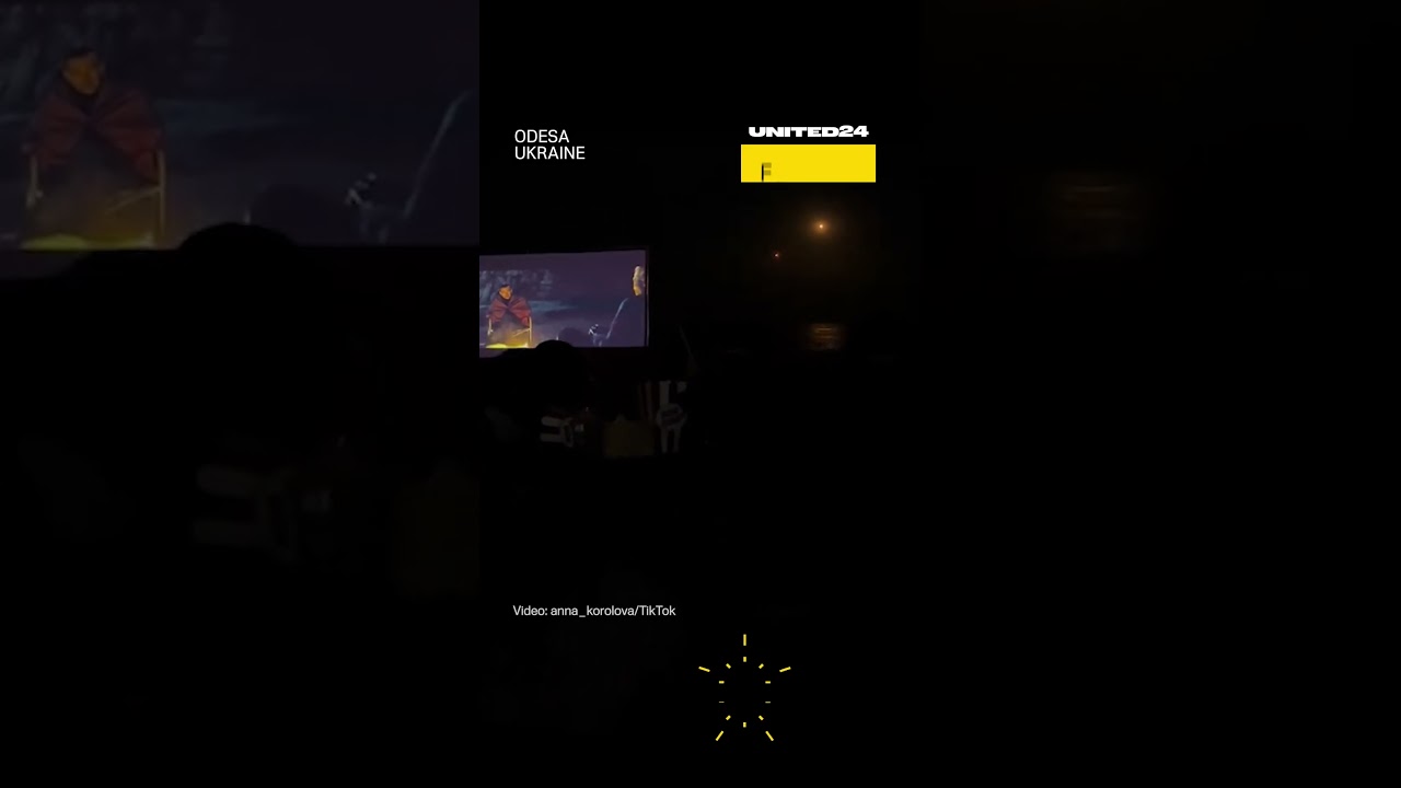 Ukrainian Air Defense Shoots Down Russian Drones As People Watch Movie Outdoors #warinukraine