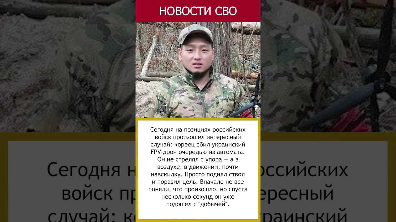 На СВО кореец мастерски сбивает FPV-дроны в воздухе #россия #сво #новости #актуально #fpv #фпв #дрон