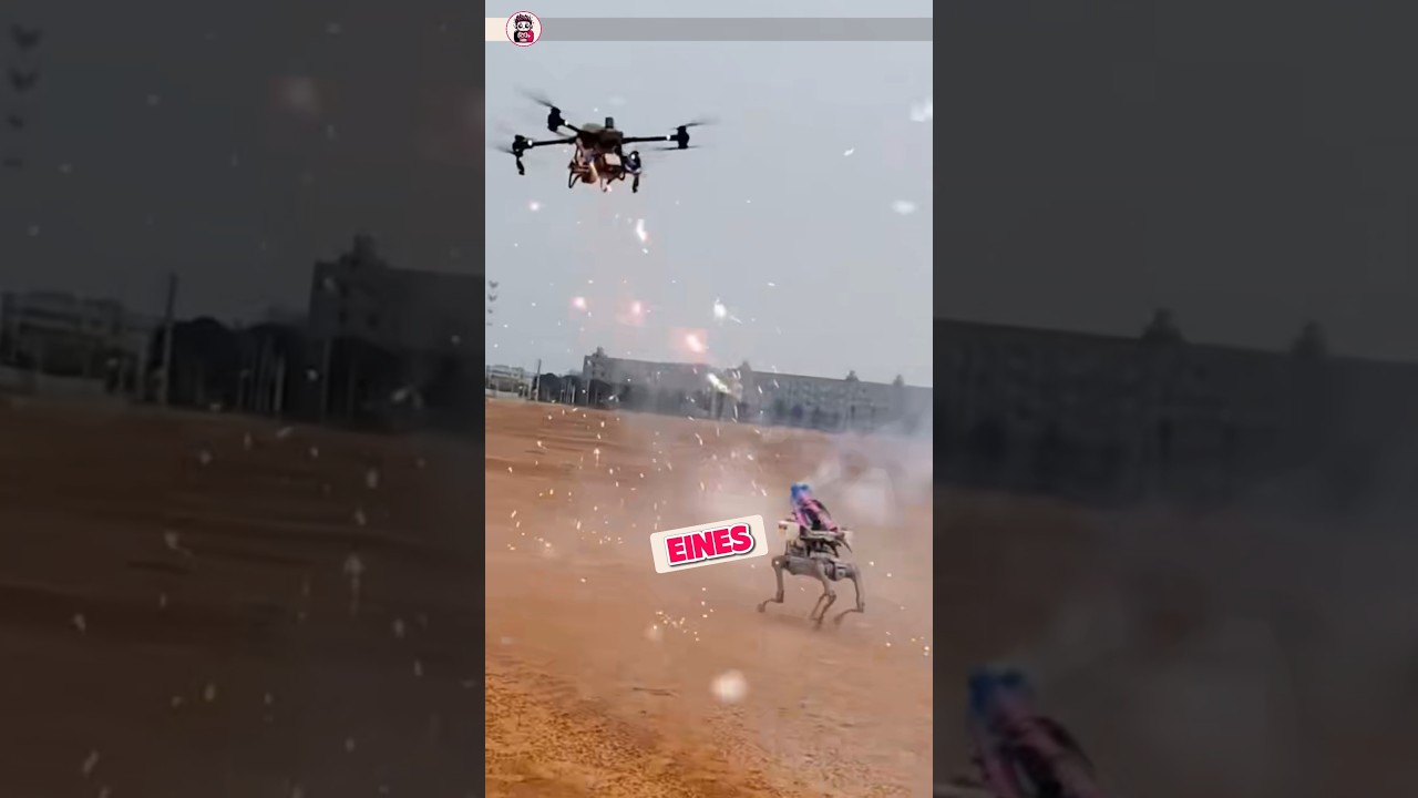🤯⚡️ Drohnenkrieg: Feuerwerkskampf zwischen Roboterhund und Quadrocopter!