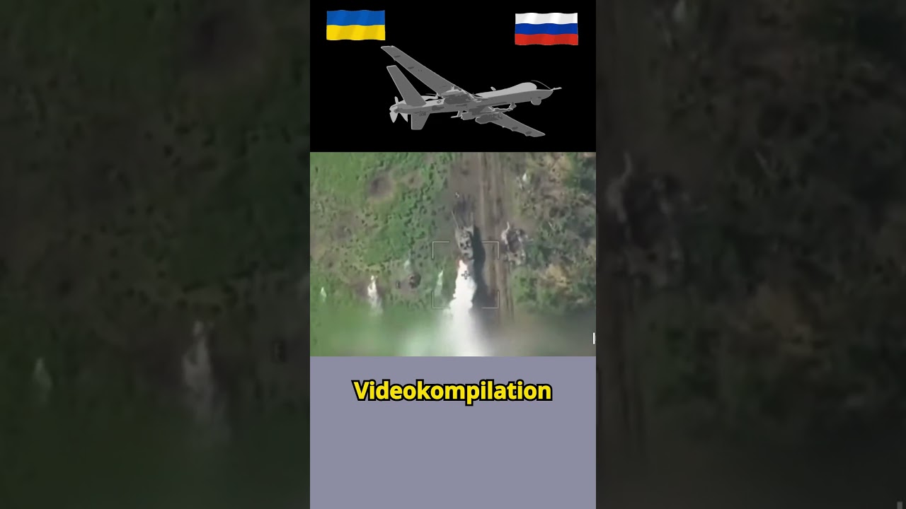 ukraine-krieg : Eine Drohne greift einen Panzer an und zerstört ihn...