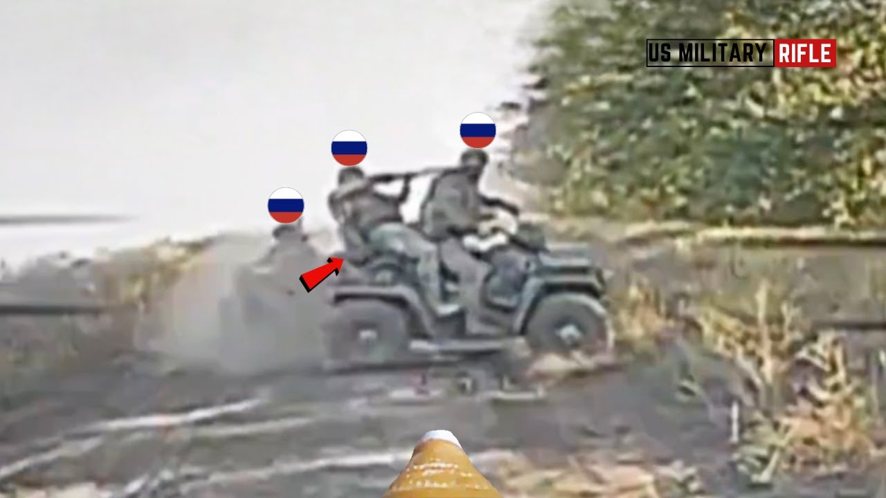 Deadly Hunt—Ukrainian Hornet FPV Drone Hits Russian Infantry Attempts to Jump Out of ATVs