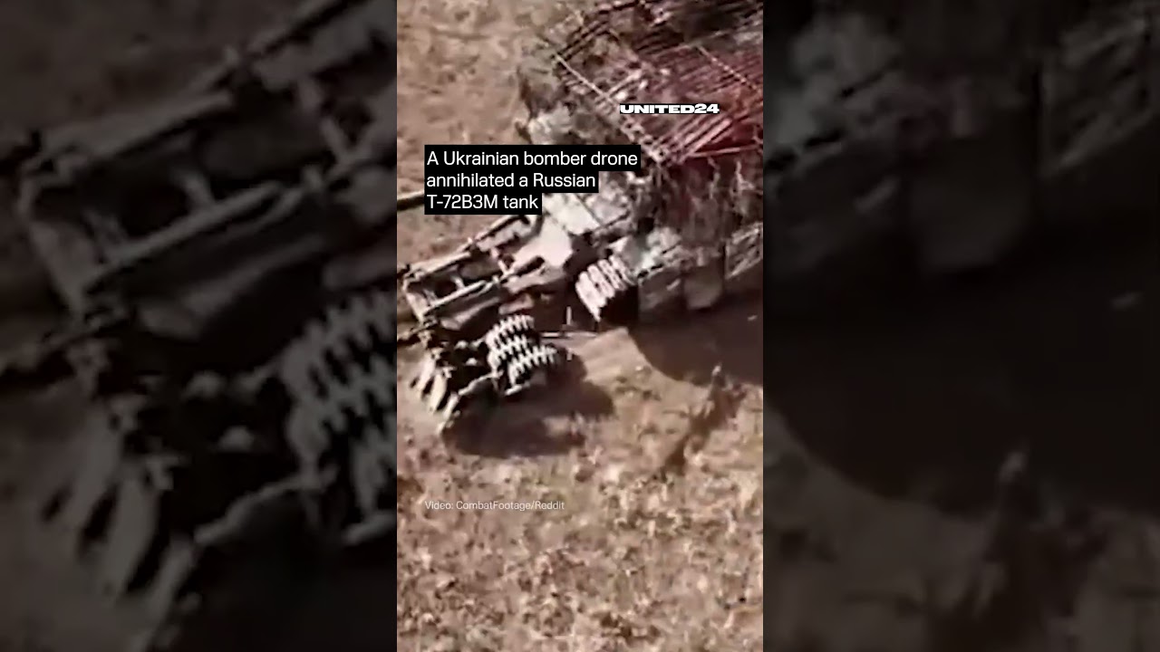 Ukrainian Bomber Drone Annihilated Russian Tank #warinukraine #drone