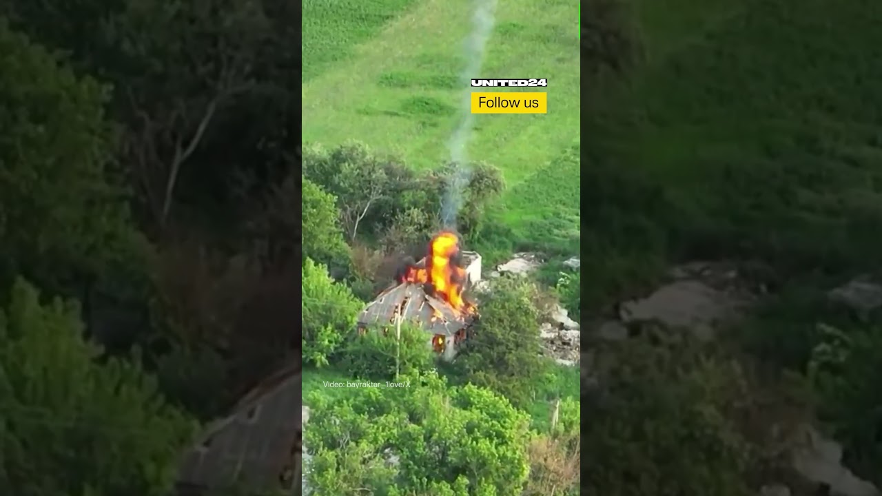 Ukrainian Drone Drops Incendiary Charge on Russian Troop Position #warinukraine #drone