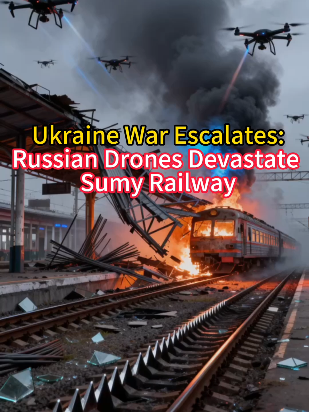 La guerre en Ukraine s'intensifie : des drones russes dévastent le chemin de fer de Soumy！DroneStrike Ukrain