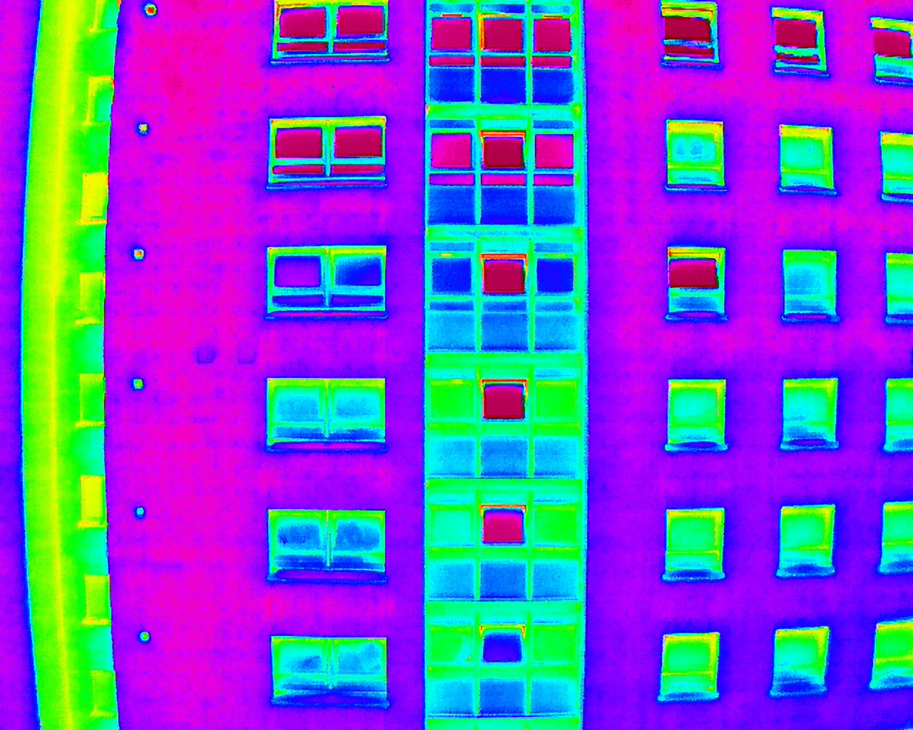 Thermal image of tower block