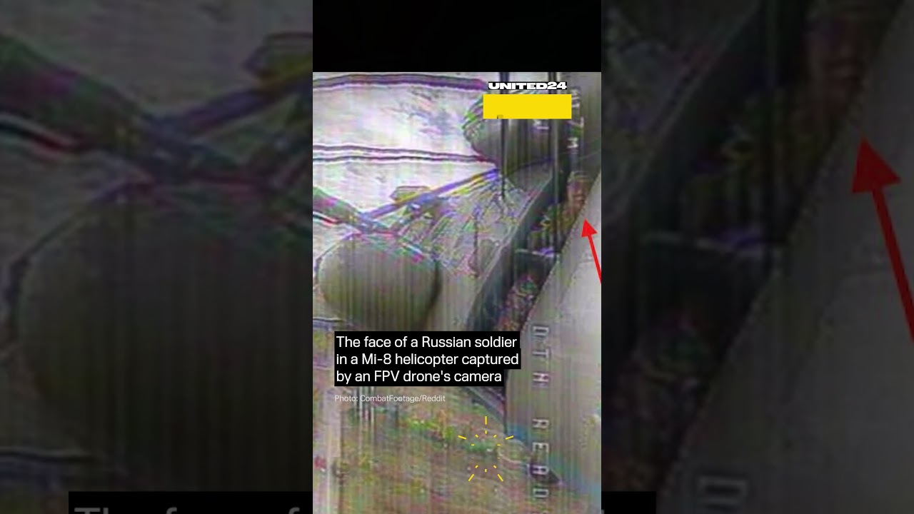 Ukrainian FPV Drone Captures the Face of a Russian Soldier in Mi-8 Helicopter #warinukraine