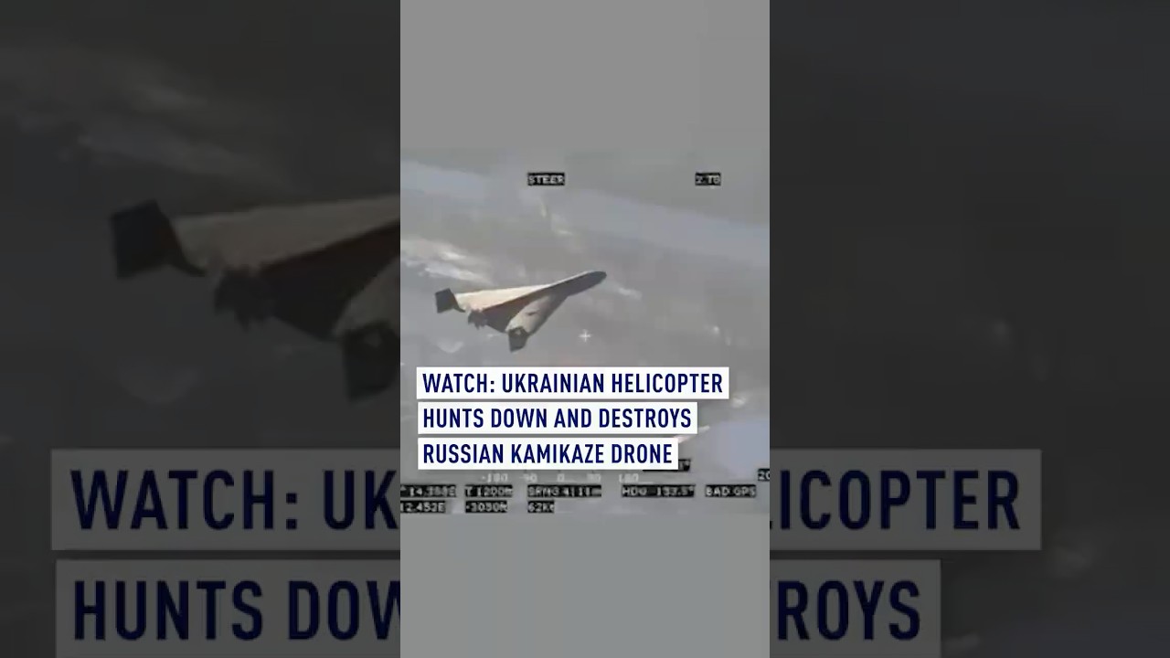 Watch: Ukrainian helicopter hunts down and destroys Russian kamikaze drone