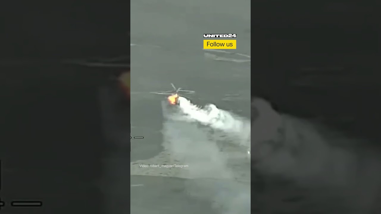 Ukrainian Forces Shot Down Russian Ka-52 Helicopter Using FPV Drone #warinukraine