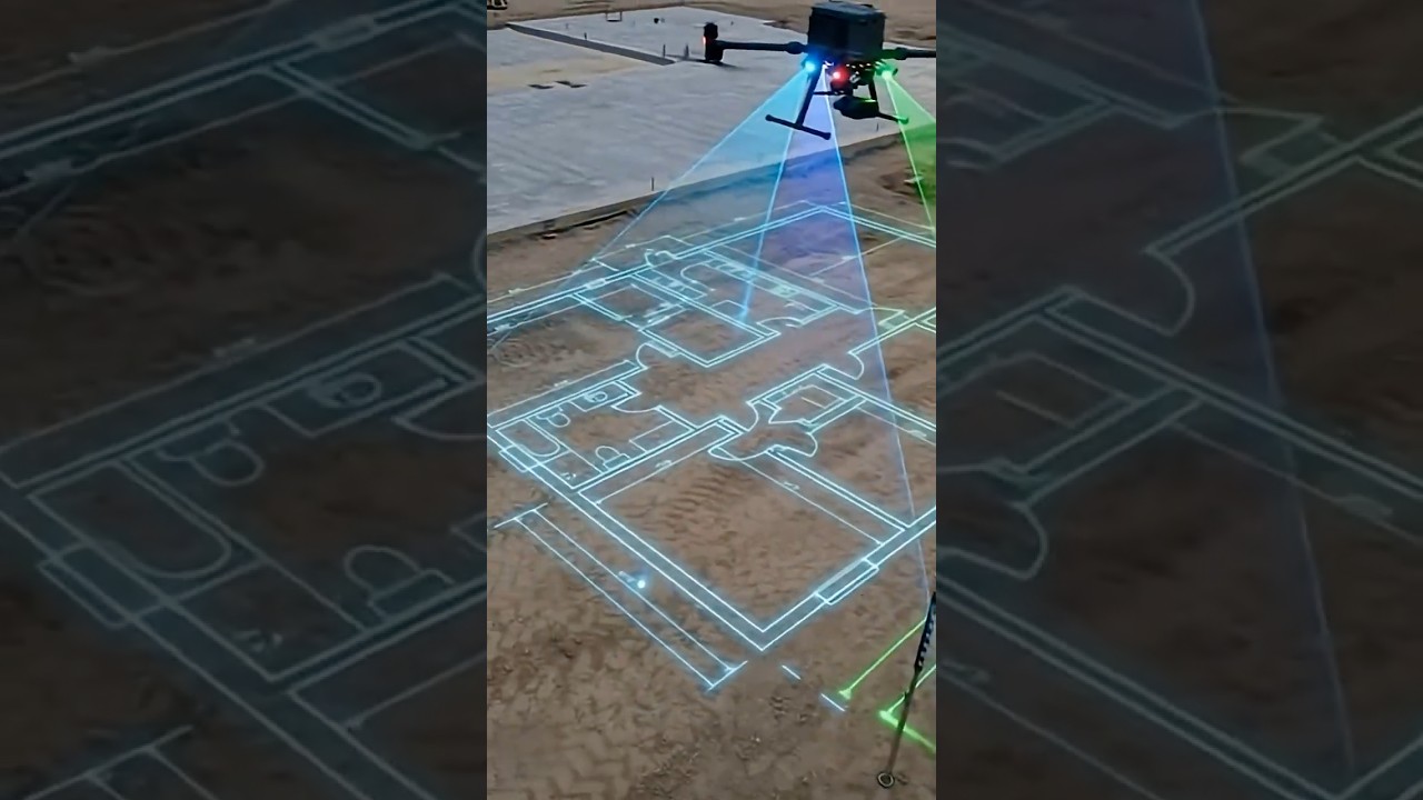 Drone projette plans construction laser #innovation #invention #drone #BTP