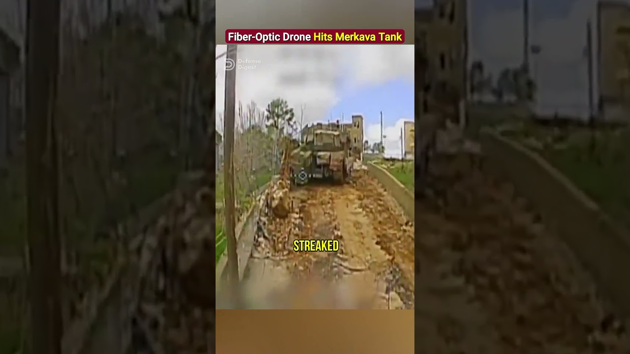 Hezbollah Fiber Optic Drone Hits Merkava Tank!