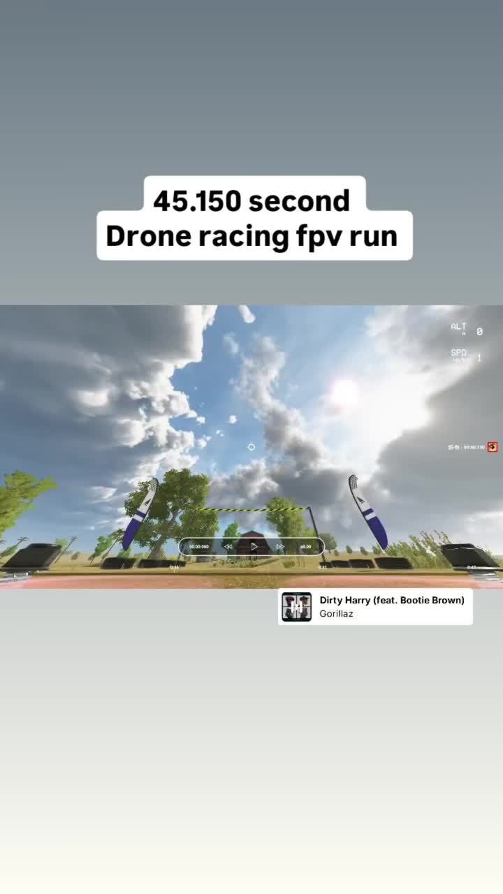 Course de drone FPV de 45,150 secondes