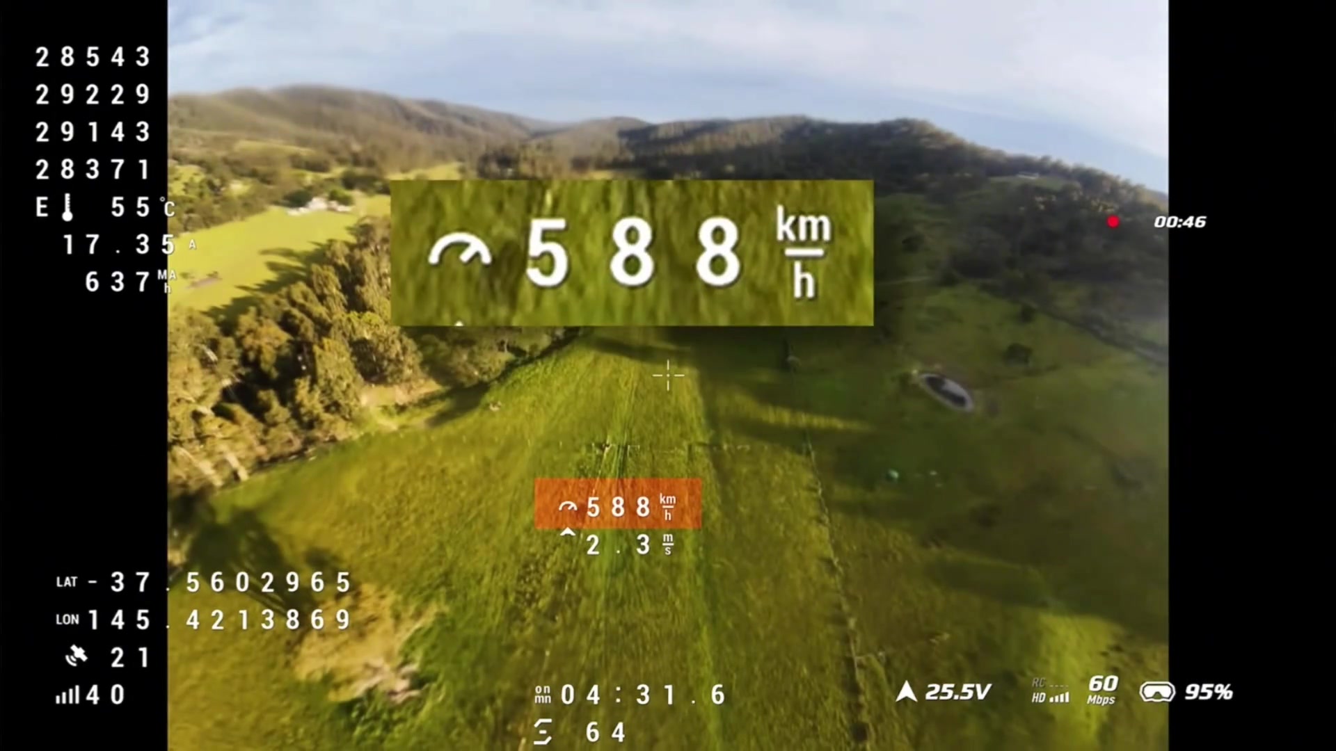 Source FPV haute vitesse 588 km/h :