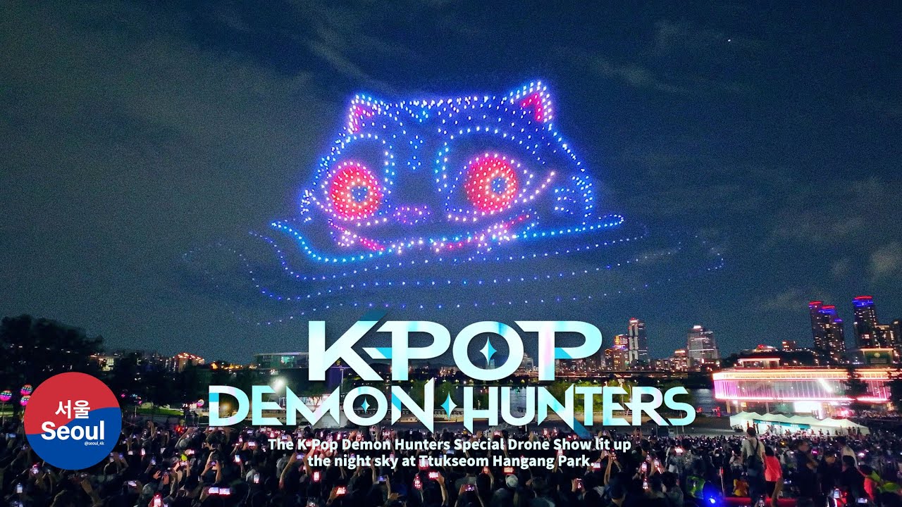 K-pop Demon Hunters Special Drone Show at Ttukseom Hangang Park