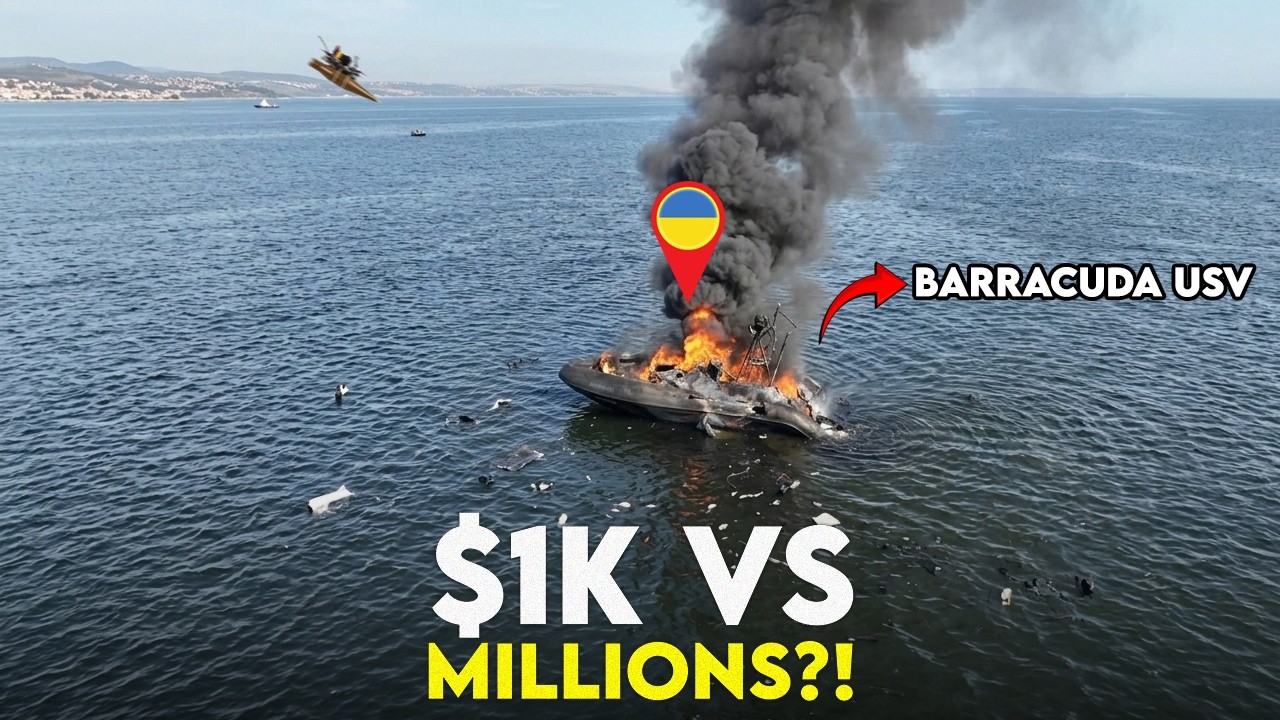 Russian FPV Drone Strikes Ukrainian Barracuda Naval Drone in Black Sea!