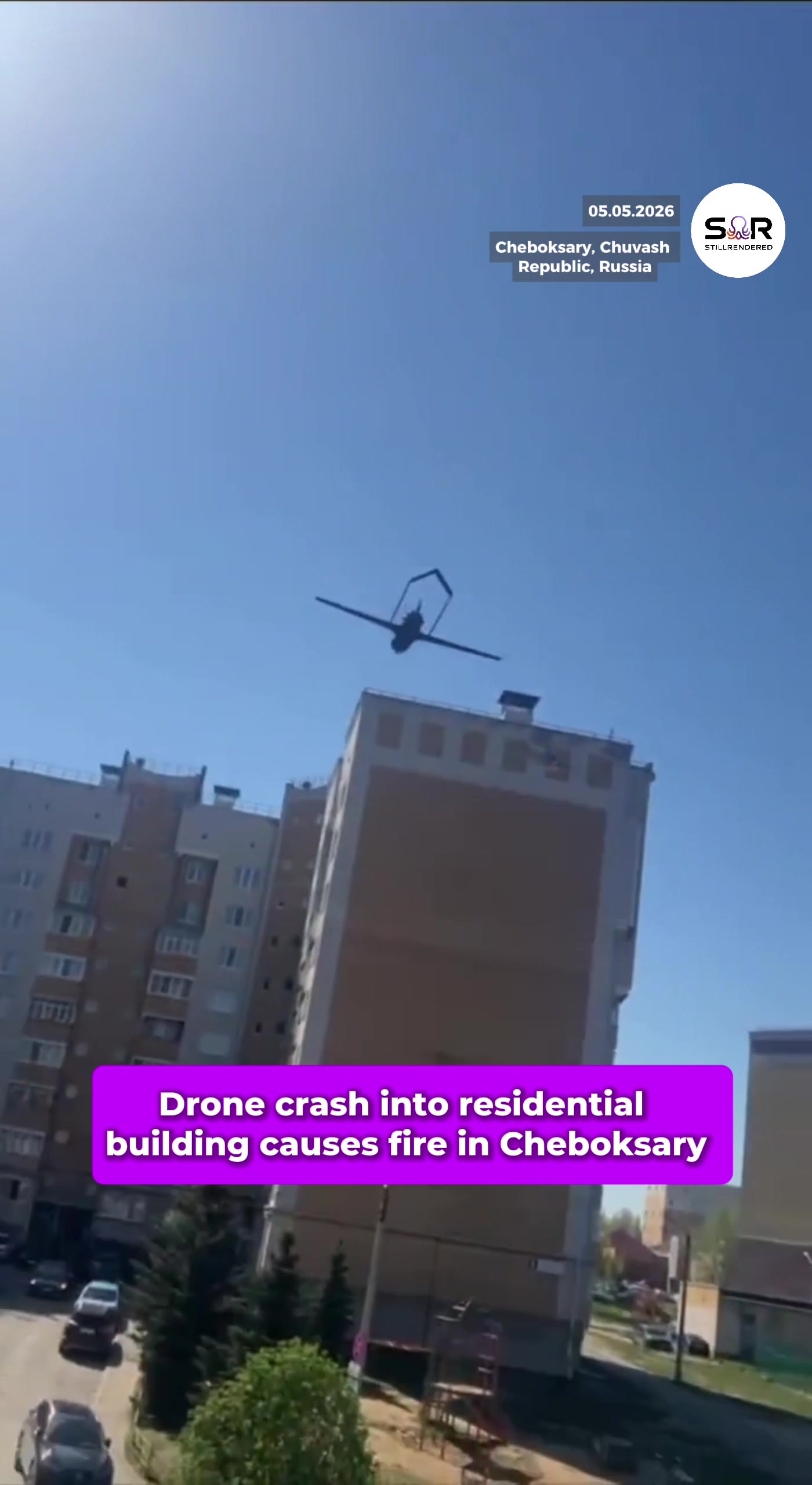 Un drone s'est écrasé sur un immeuble résidentiel à Cheboksary, en Russie, déclenchant une explosion.