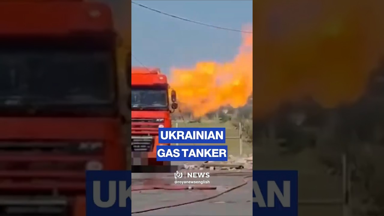 Gas tanker erupts in flames after Russian drone strike