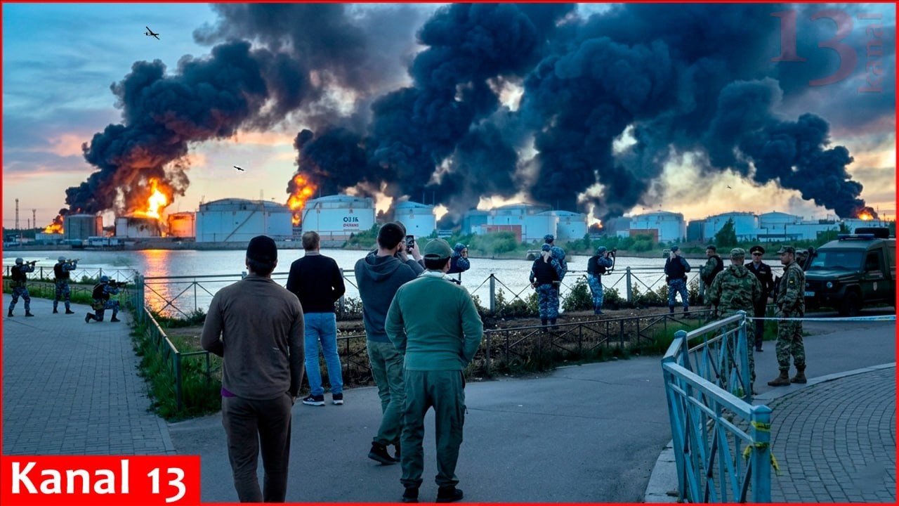 Russian troops desperately try to fire at Ukrainian drone over St. Petersburg
