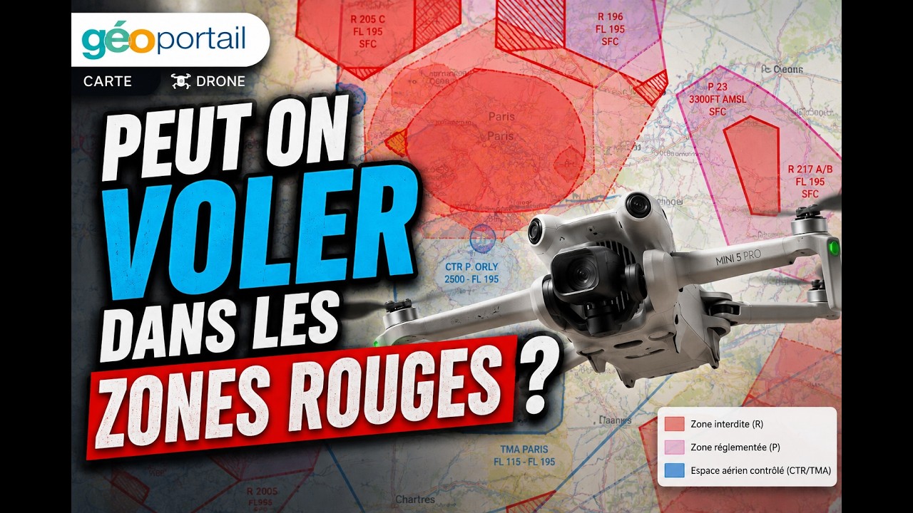 Peut-on VOLER en DRONE dans les ZONES ROUGES GEOPORTAIL ?