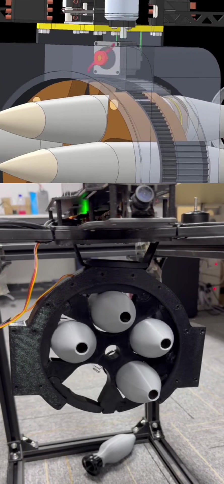 Le FPV à fibre optique combiné au dispositif de lancement s'accorde parfaitement