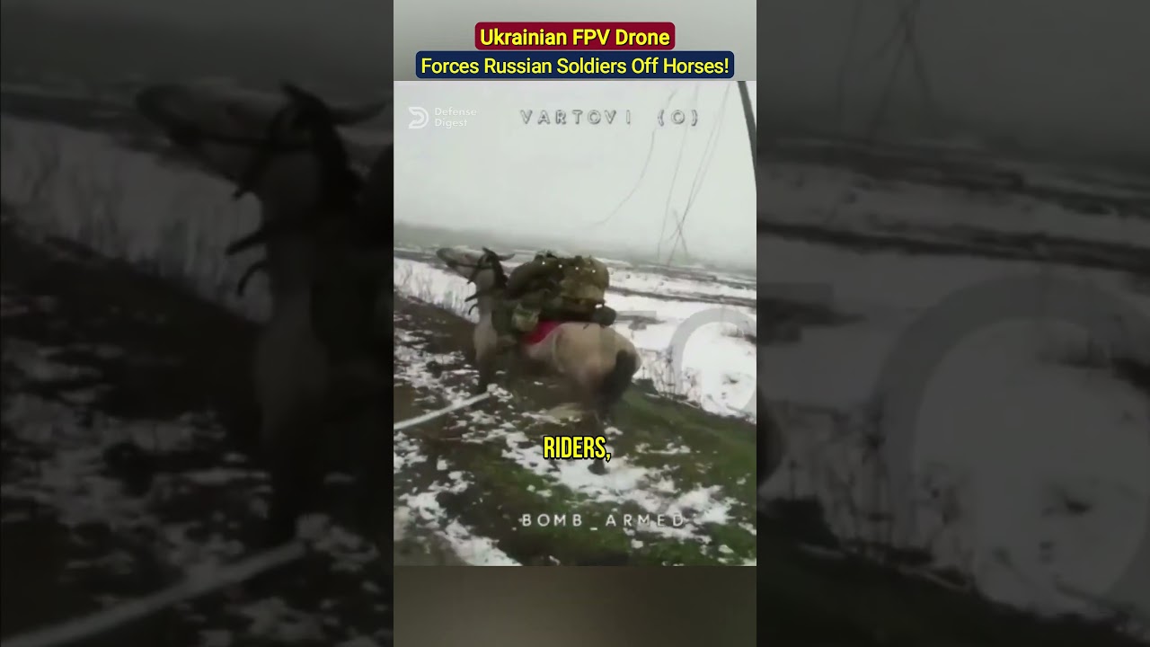Ukrainian FPV Drone Forces Russian Soldiers Off Horses!