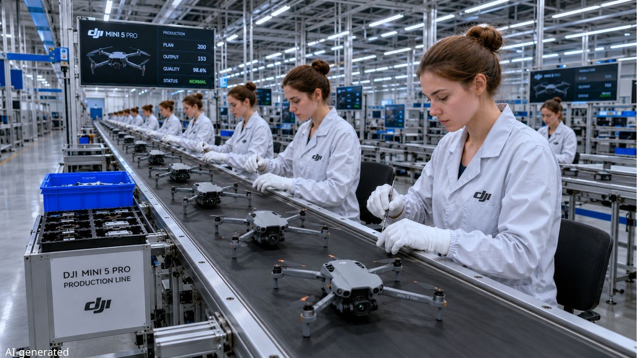 Inside the factory: the DJI Mini 5 Pro drone production process.