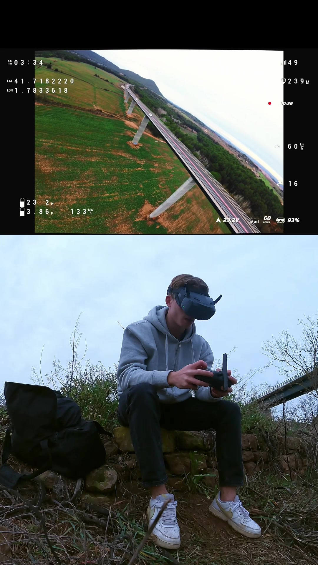 C'est exactement ce que je vois dans les lunettes de vue à la première personne (FPV) FPV Blac